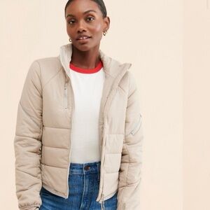 Free People FP Movement Gathering Storm Run Puffer Jacket M beige